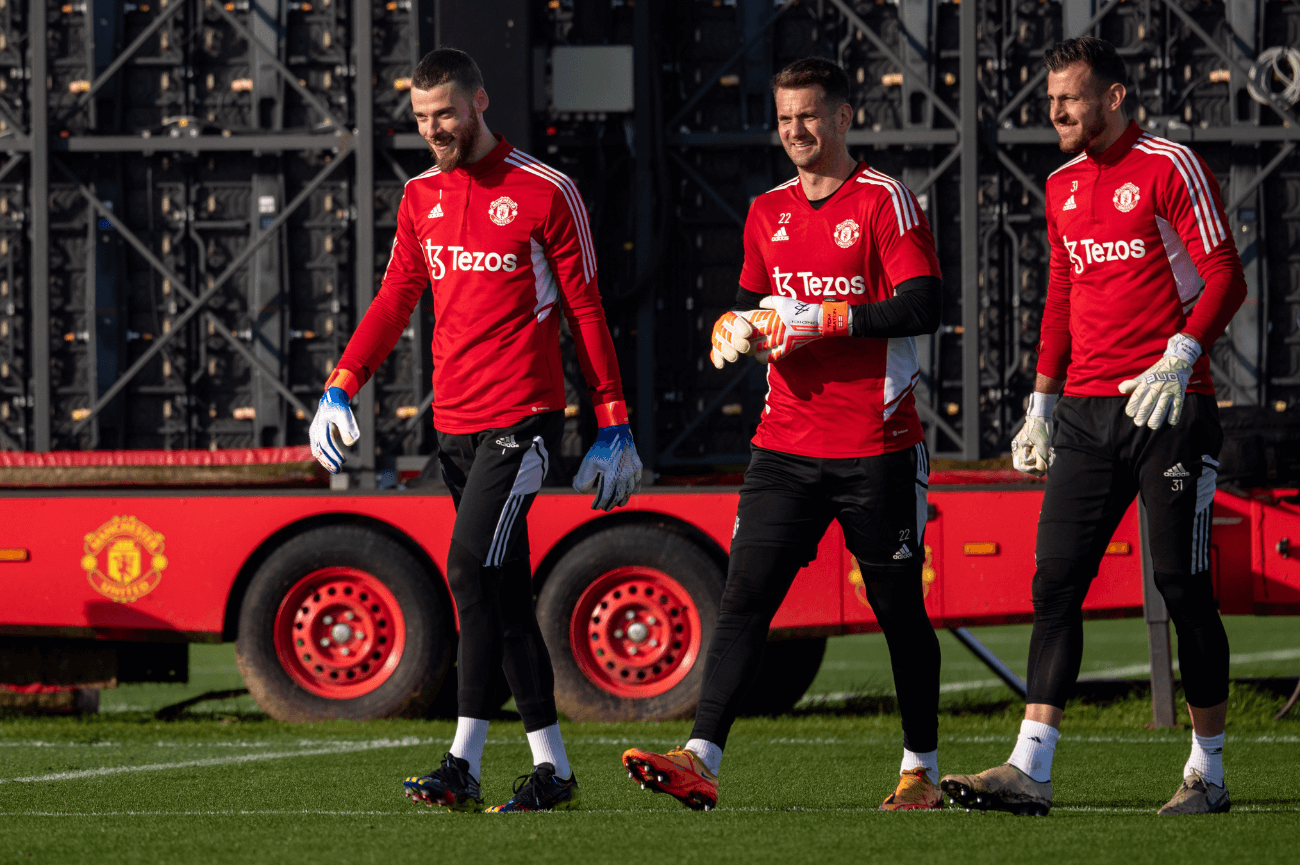Manchester United Goalkeepers Walk Out to Training